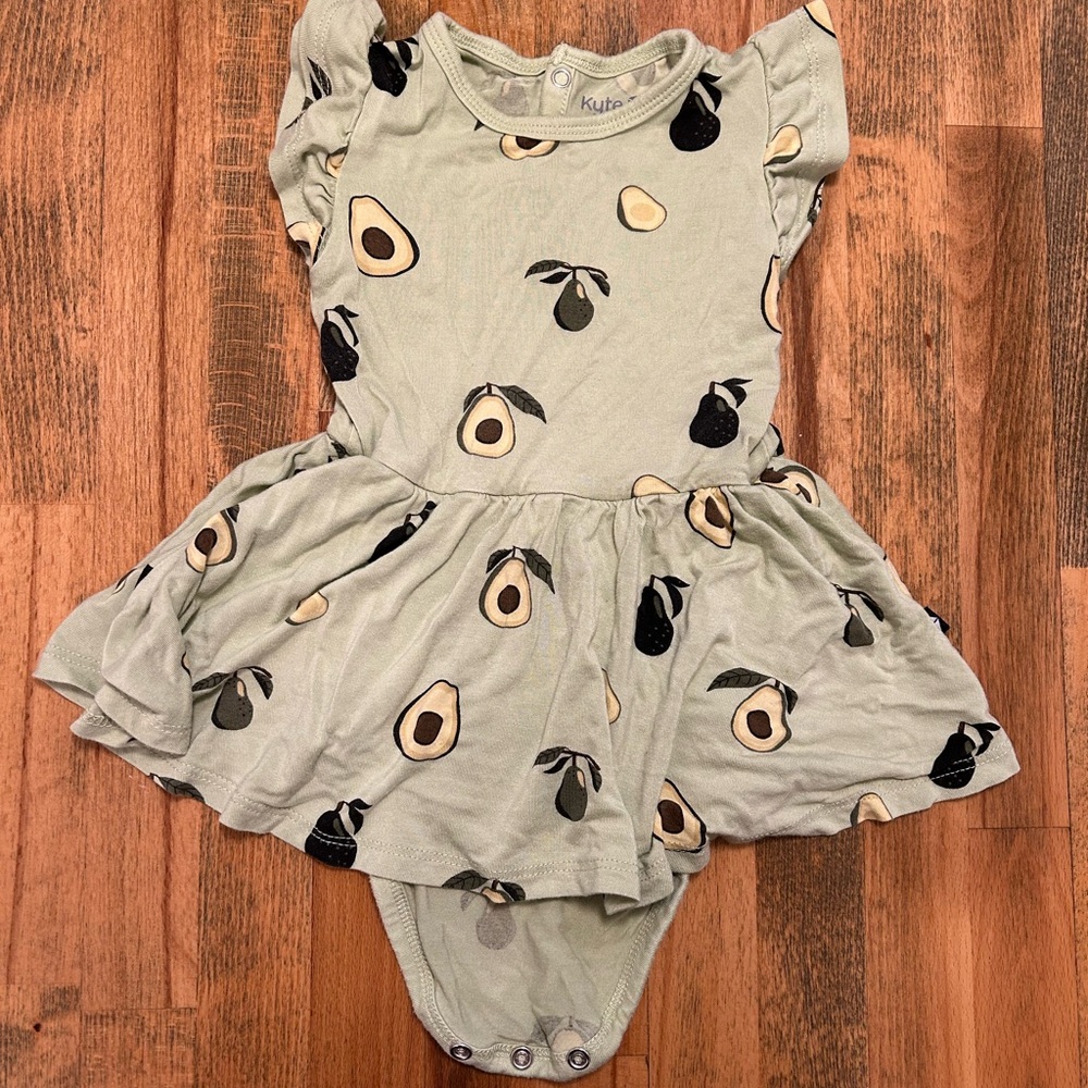Kyte Baby Twirl Bodysuit Dress - avocado